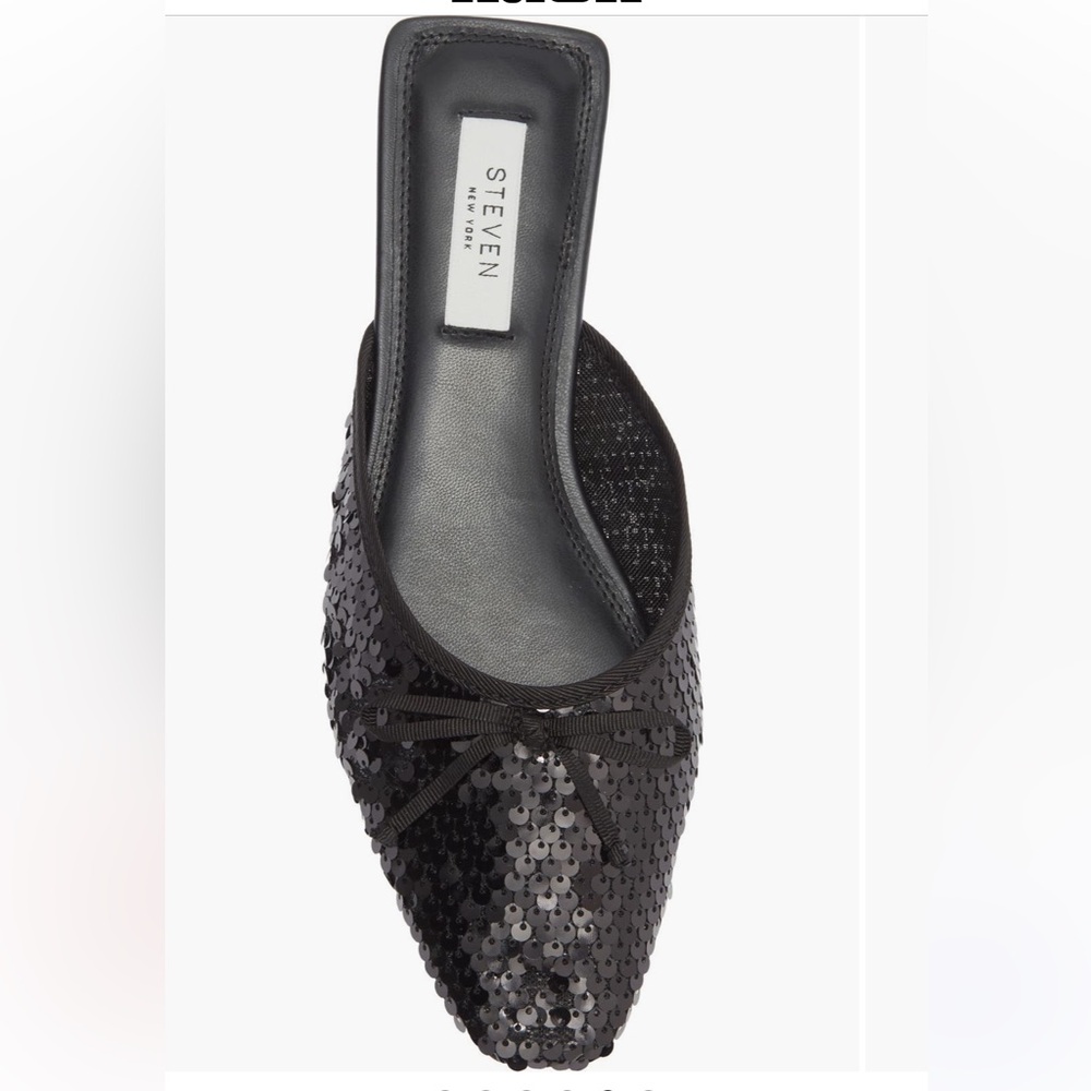 Steven New York Sequin Pointed Toe Mule - Black - Picture 2 of 8